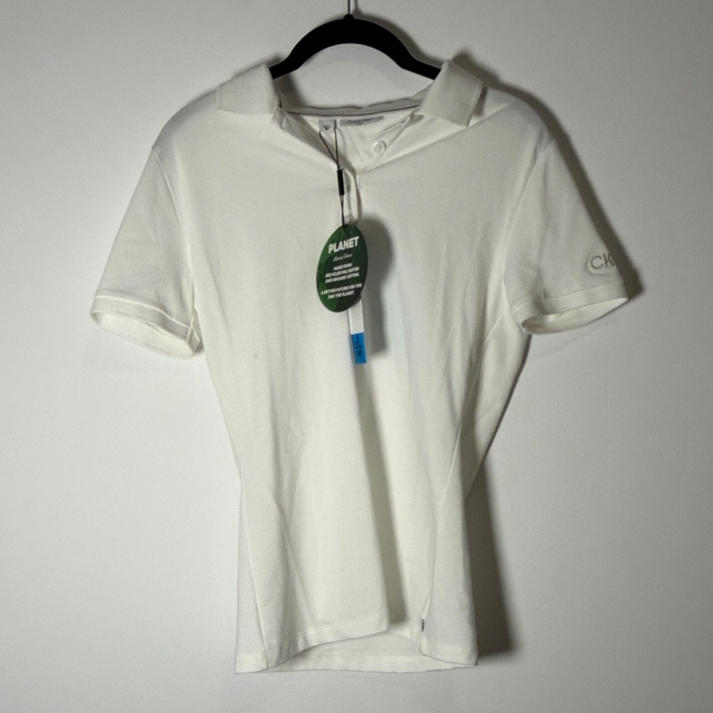 NWT Calvin Klein Women's Classic White Short Sleeve Polo